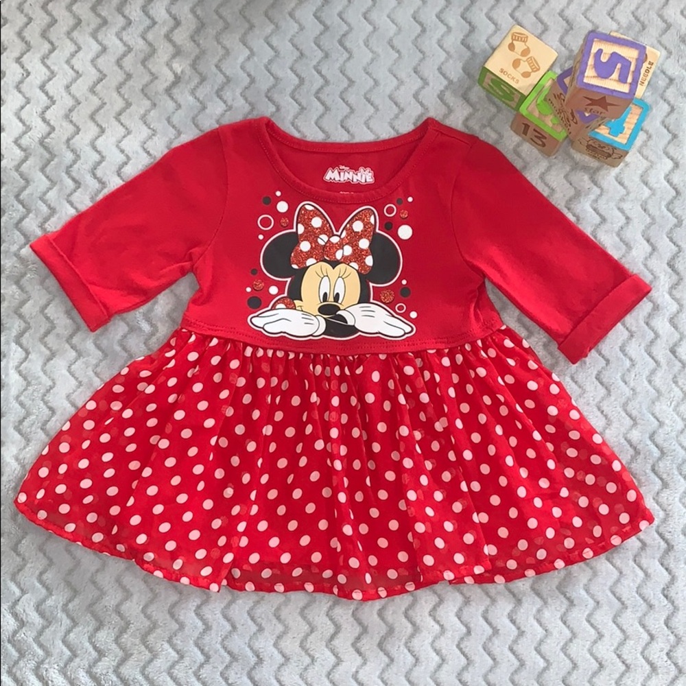 Girls 2T Polkadot Minnie Mouse Red and White Shirt